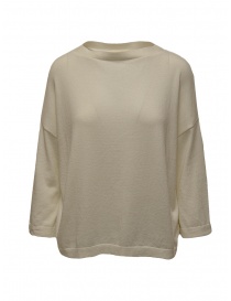 Women s knitwear online: Ma'ry'ya beige cotton knit boxy pullover