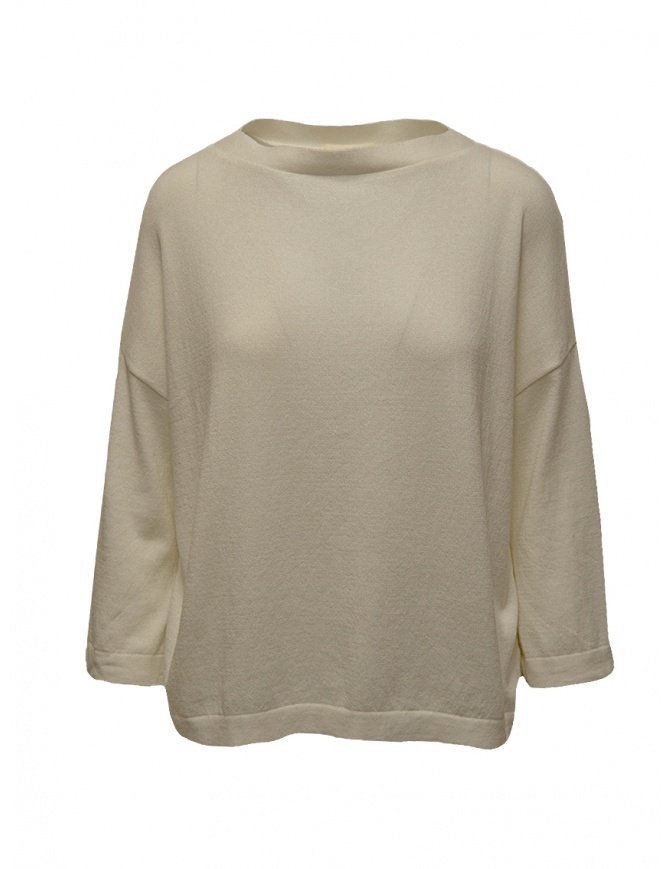 Ma'ry'ya beige cotton knit boxy pullover YMK44 F3CORDA women s knitwear online shopping