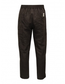 Monobi brown linen pants with elastic waist price