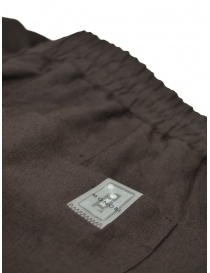 Monobi pantaloni in lino marroni con elastico in vita