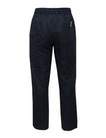 Monobi blue linen pants with elastic waist buy online