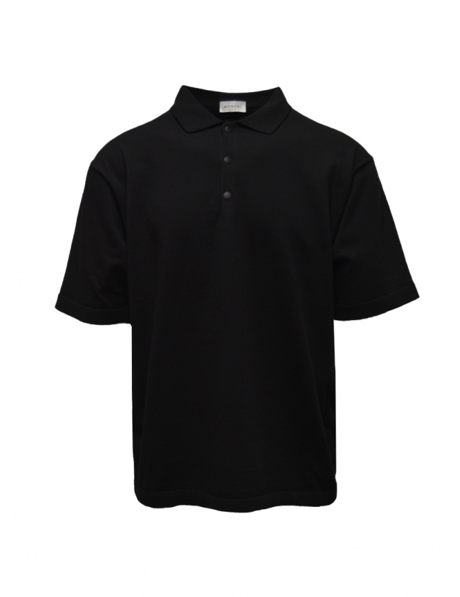 Monobi black polo shirt in organic cotton knit 15390517 NERO 5100 mens t shirts online shopping