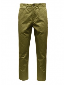 Mens trousers online: Monobi chino pants in frog green organic gabardine
