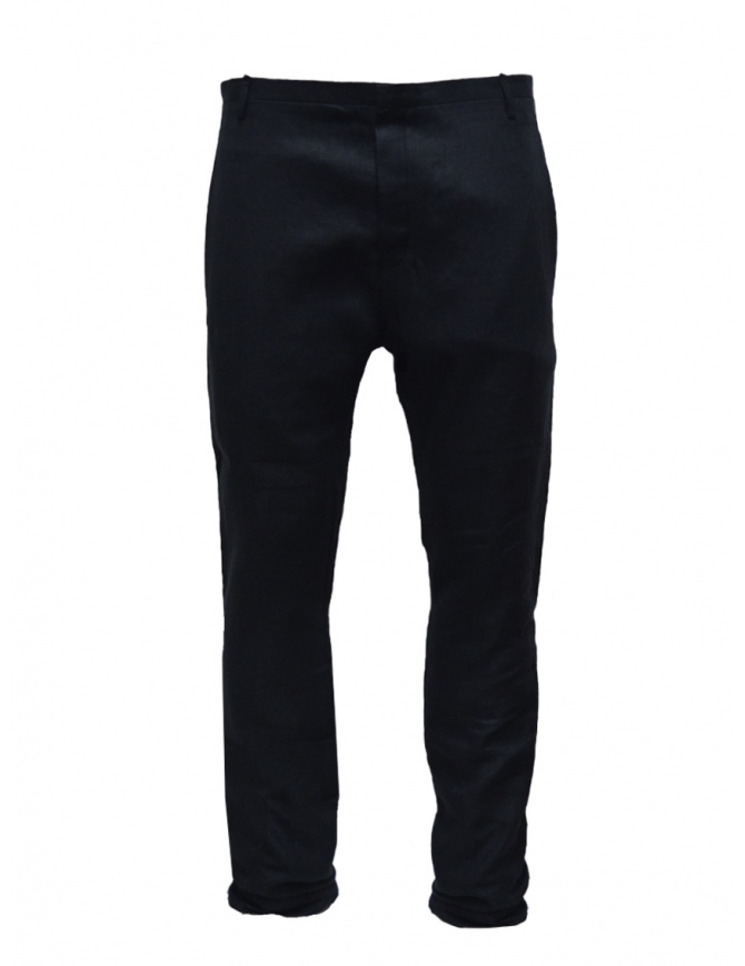 Label Under Construction black linen trousers 43FMPN170 MER/BK BLACK SRL mens trousers online shopping
