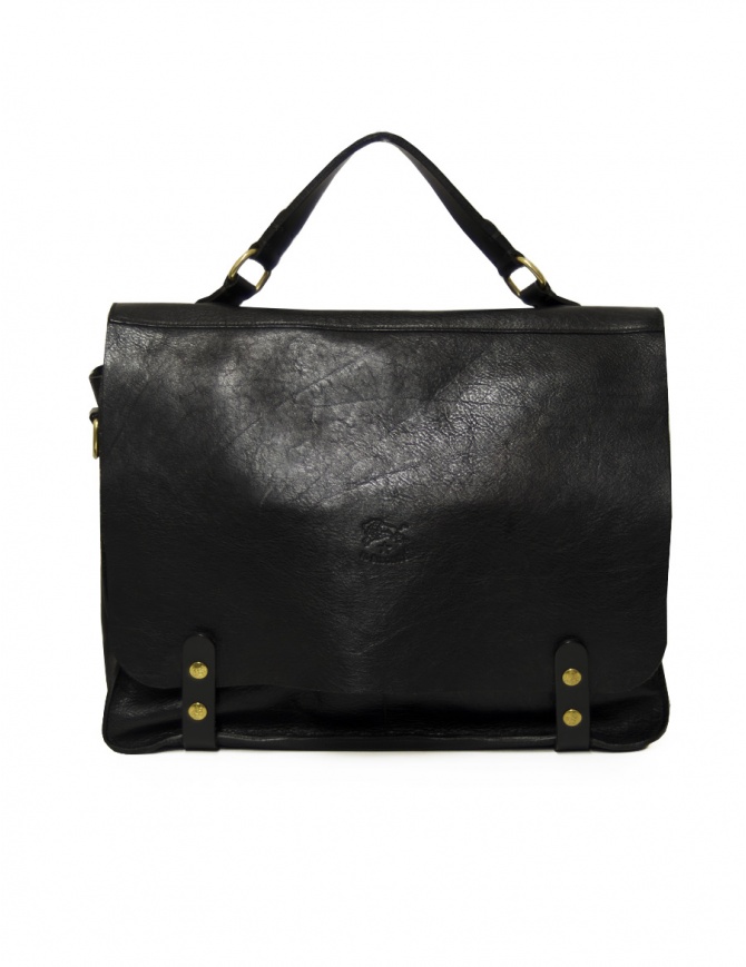 Il Bisonte multi-pocket briefcase in black leather D301 P 153 NERO bags online shopping
