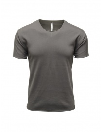 Mens t shirts online: Label Under Construction grey cotton knit T-shirt