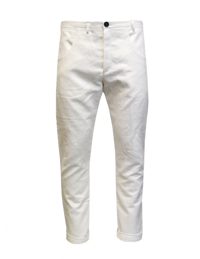 Label Under Construction pantaloni in lino bianchi 43FMPN169 VAL/OW OPT.WHITE pantaloni uomo online shopping
