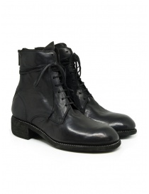 Mens shoes online: Guidi 795BZX black ankle boot with rear zip and laces