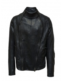 Mens jackets online: Carol Christian Poell LM/2700 black bison leather jacket with double zipper