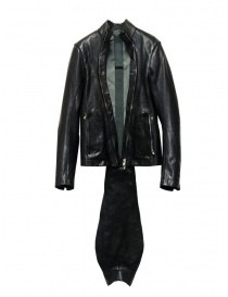 Carol Christian Poell LM/2700 giacca in pelle di bisonte nera con doppia zip acquista online
