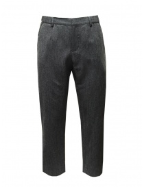 Monobi grey herringbone pants in wool and paper 16469423 SPINA MELANGE112 order online