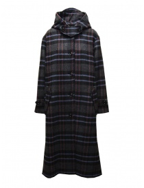Womens coats online: Maison Lener Dark grey checked Briselame coat