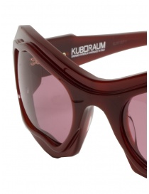Kuboraum E22 burgundy wraparound glasses with pink lenses