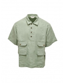 Camicie uomo online: Woolrich camicia in lino maniche corte verde