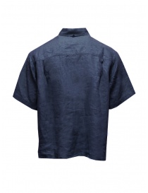 Woolrich camicia in lino maniche corte blu navy