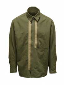 Camicie uomo online: D-VEC camicia in lino khaki con cerniera