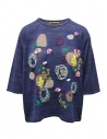 M.&Kyoko T-shirt in carta e cotone blu a fiori ricamati acquista online BEH01011WA D-BLUE 53