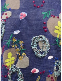 M.&Kyoko T-shirt in carta e cotone blu a fiori ricamati