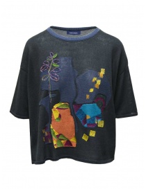 Fuga Fuga t-shirt in carta e cotone nera a ricami colorati online