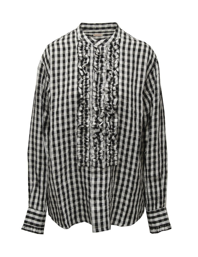 Kapital camicia a quadri bianchi e neri con volant K2403LS097 BLACK Kapital camicia a quadri bianchi e neri con volant K2403LS097 BLACK camicie donna online shopping
