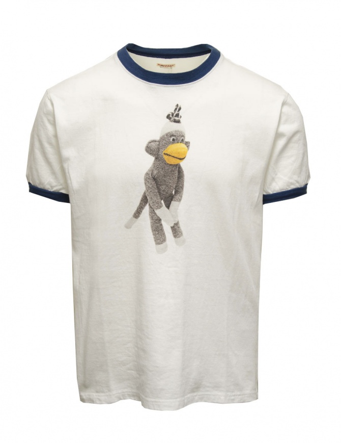 Kapital white T-shirt with stuffed monkey print K2403SC112 WHITE Kapital white T-shirt with stuffed monkey print K2403SC112 WHITE mens t shirts online shopping