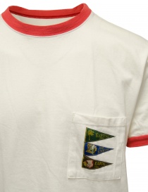 Kapital White T-shirt with little flags and red edges