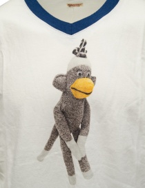 Kapital white V-neck T-shirt with monkey printed price