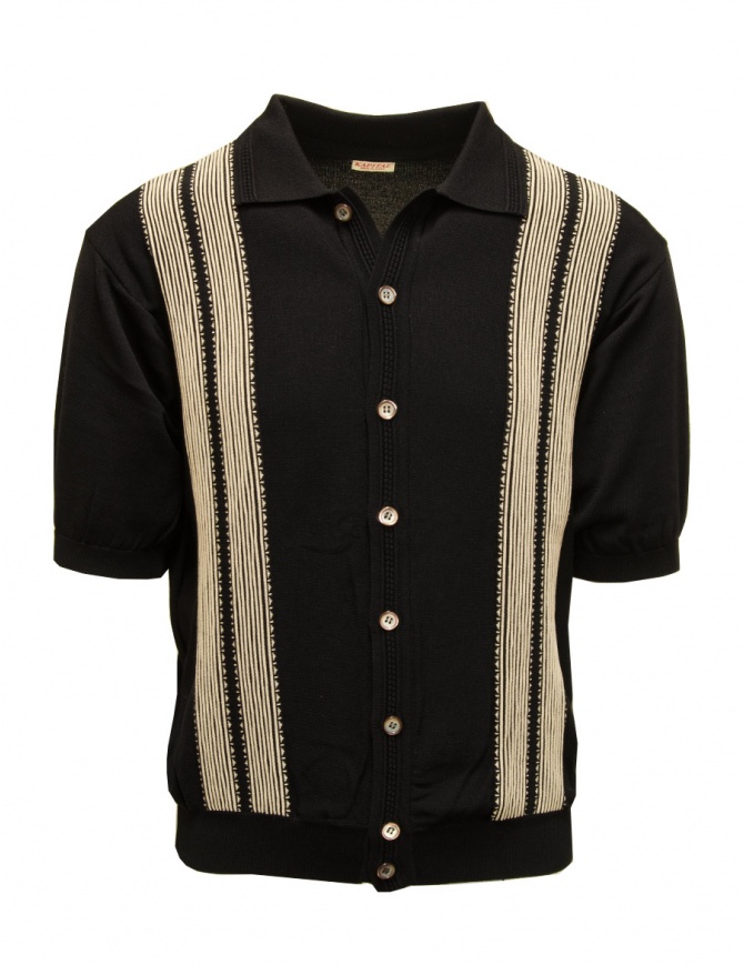 Kapital polo Aloha nera in maglia di cotone K2403KN122 BLACK Kapital polo Aloha nera in maglia di cotone K2403KN122 BLACK t shirt uomo online shopping