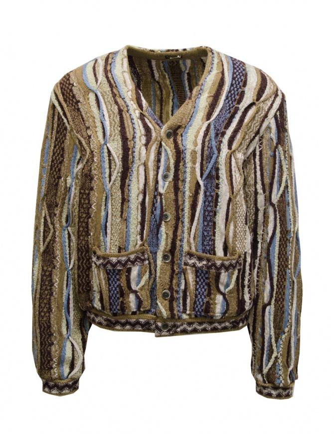 Kapital short brown 3D knit cardigan K2409KN051 GOLDBROWN Kapital short brown 3D knit cardigan K2409KN051 GOLDBROWN mens cardigans online shopping