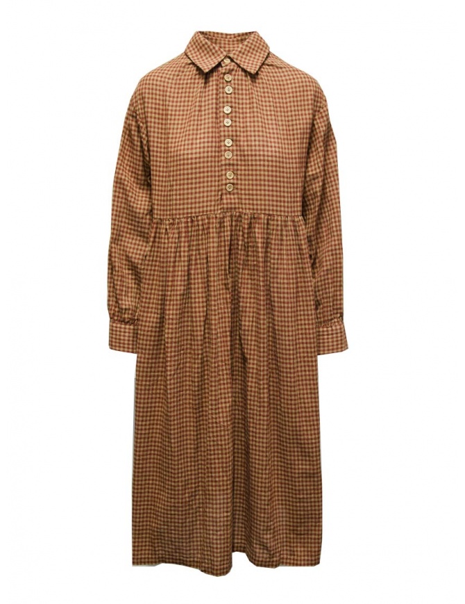 A Tentative Atelier lungo abito a camicia a quadretti rosso mattone G2525705B BRICK RED A Tentative Atelier lungo abito a camicia a quadretti rosso mattone G2525705B BRICK RED abiti donna online shopping