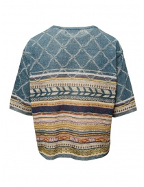 Fuga Fuga T-shirt traforata blu cadetto a righe colorate
