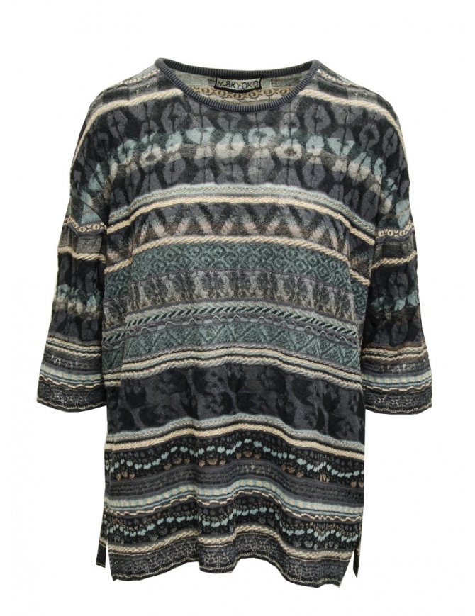 M.&Kyoko t-shirt in maglia di cotone a righe blu BEN01201WA CHARCOAL 73 M.&Kyoko t-shirt in maglia di cotone a righe blu BEN01201WA CHARCOAL 73 t shirt donna online shopping