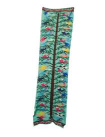 Kapital scarf-stole in green wool with colorful birds online