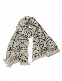 Kapital sciarpa-stola oversize ecru con linee a tratti
