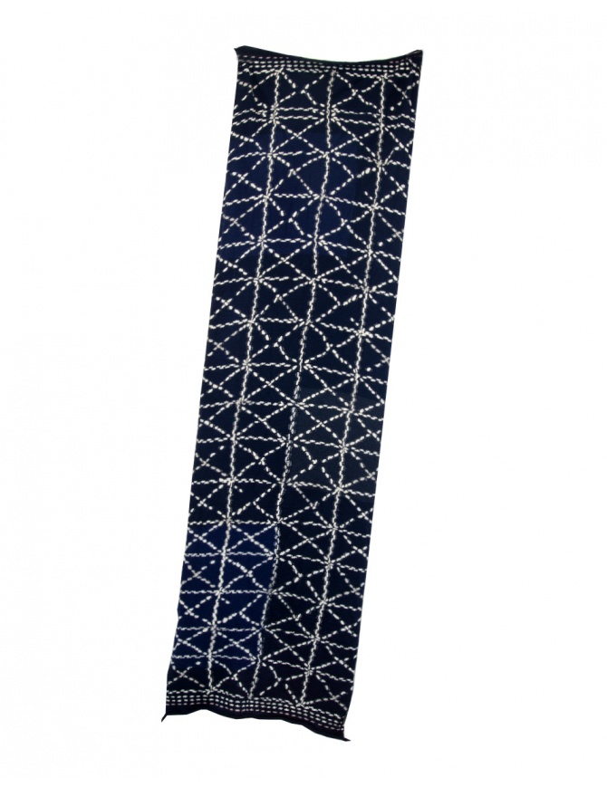 Kapital sciarpa stola oversize blu navy pattern geometrico a linee tratteggiate K2411XM551 NAVY Kapital sciarpa stola oversize blu navy pattern geometrico a linee tratteggiate K2411XM551 NAVY sciarpe online shopping