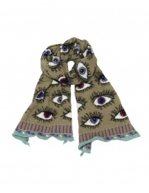 Kapital printed eyes khaki scarf