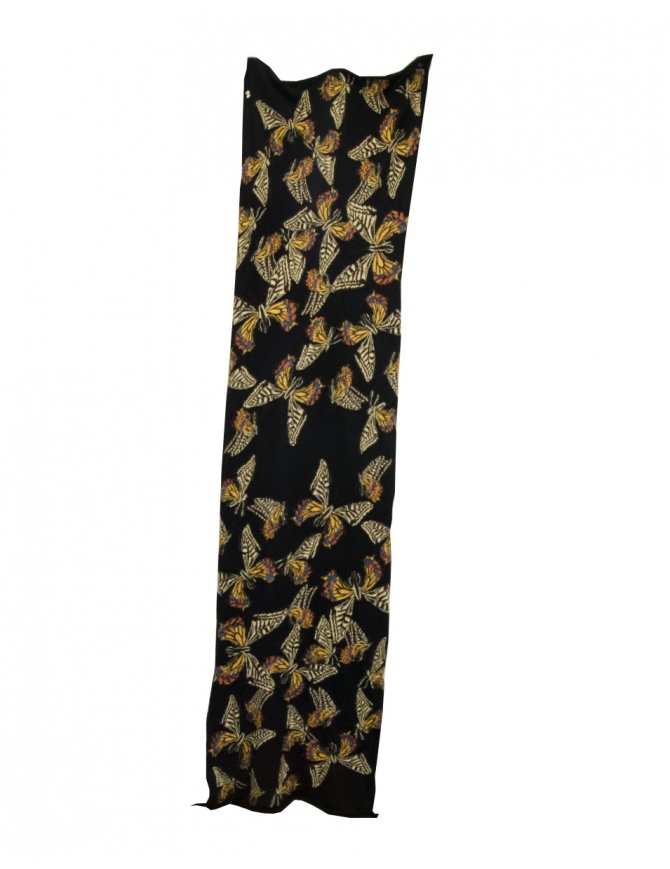 Kapital scarf-stole oversized black with butterflies EK-481XMA BLACK Kapital scarf-stole oversized black with butterflies EK-481XMA BLACK scarves online shopping