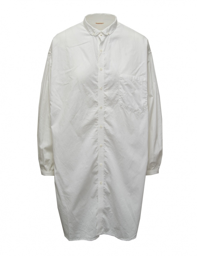 Kapital camicia lunga bianca colletto tondo EK-1294LS WHITE camicie donna online shopping