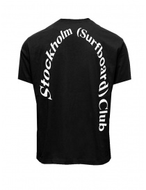 Stockholm Surfboard Club t-shirt nera con logo sul retro