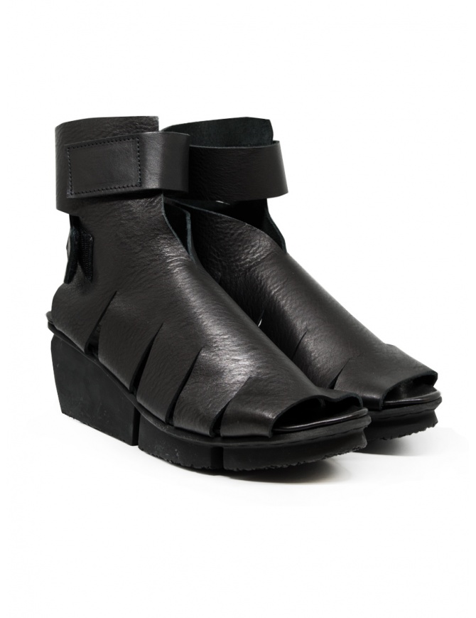 Trippen Interface sandalo alto con zeppa in pelle nera INTERFACE F WAW BLK-WAW ST BLK calzature donna online shopping