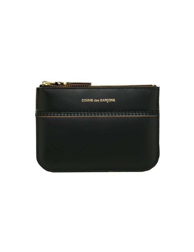 Comme des Garçons busta portamonete Triple Stitich in pelle nera SA8100TS BLACK portafogli online shopping