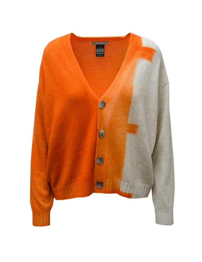 Suzusan cardigan corto in cashmere arancio e beige 2611-3085K-545-4403ORANGE/SAND Suzusan cardigan corto in cashmere arancio e beige 2611-3085K-545-4403ORANGE/SAND cardigan donna online shopping