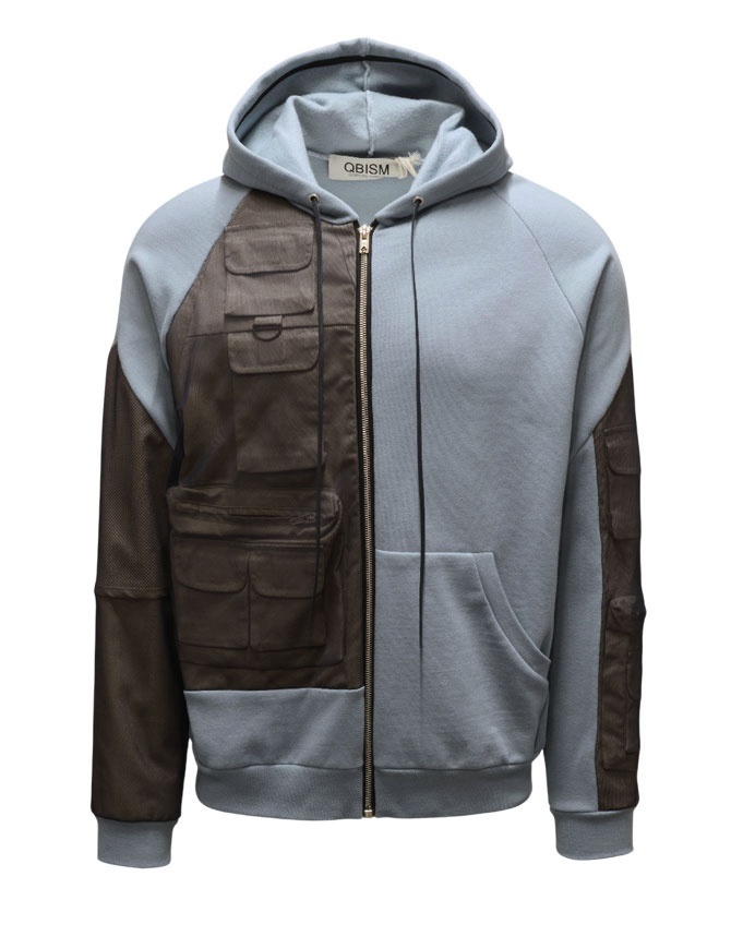 Qbism Style E5 felpa azzurra con cappuccio STYLE E5 BLUE/BEIGE Qbism Style E5 felpa azzurra con cappuccio STYLE E5 BLUE/BEIGE maglieria uomo online shopping