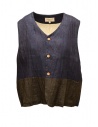Vlas Blomme gilet bicolore indaco e grigio in lino acquista online 13300026 INDIGO 66