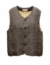 Vlas Blomme gilet nero a quadretti bianchi in lino online
