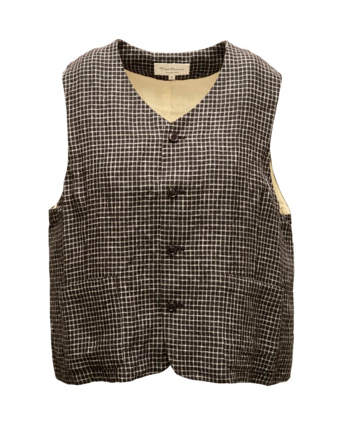 Vlas Blomme gilet nero a quadretti bianchi in lino 13310125 BLACK 0 Vlas Blomme gilet nero a quadretti bianchi in lino 13310125 BLACK 0 gilet donna online shopping