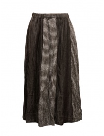 Vlas Blomme black checked and striped linen skirt online