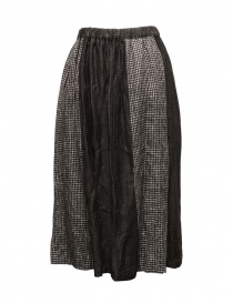 Vlas Blomme black checked and striped linen skirt