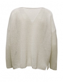 Evam Eva maglia traforata in seta bianca naturale