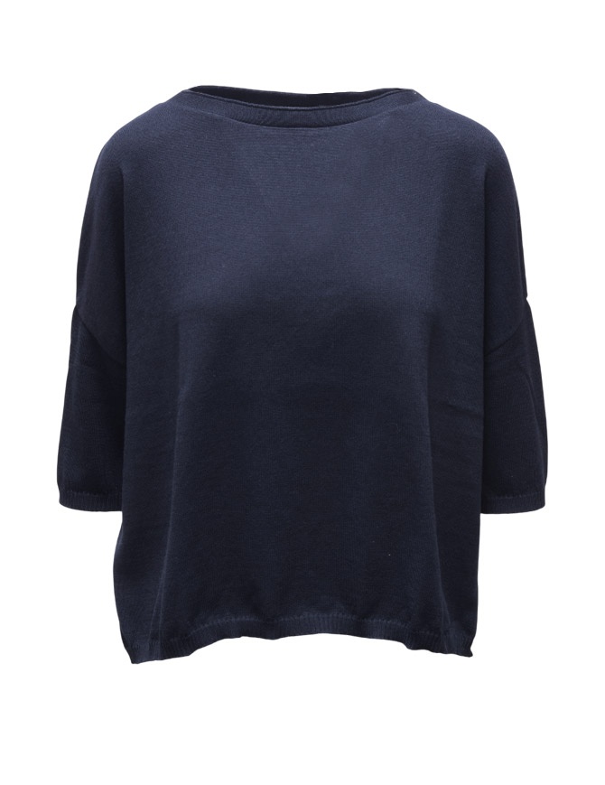 Ma'ry'ya three-quarter sleeves navy sweater in cotton YSK030 NAVY B4 Ma'ry'ya three-quarter sleeves navy sweater in cotton YSK030 NAVY B4 womens t shirts online shopping